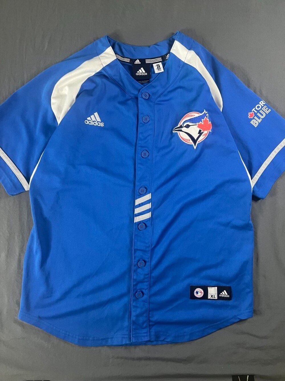 Y2K Adidas Toronto Blue Jays MLBPA Baseball Jersey Lawrie #13 XL fits M - L